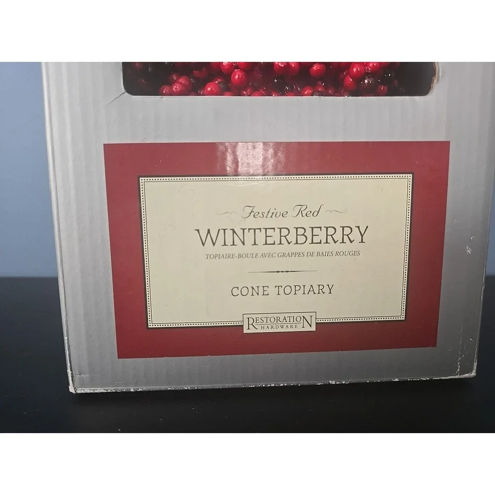 Restoration Hardware Winterbury Red Cone Topiary Tree Holiday Festive Red